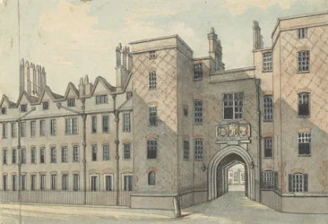 Lincolns Inn Gate (wc med pen og blæk over grafit på papir)